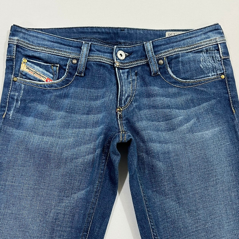 Diesel Lowky B.C. Bootcut Jeans Low Rise Embroidered Blue Womens Size 27 Fits 30 - Picture 5 of 16